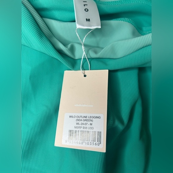 Wilo The Label Outline Leggings Ribbed Sea Green Size Medium NWT - Picture 3 of 5